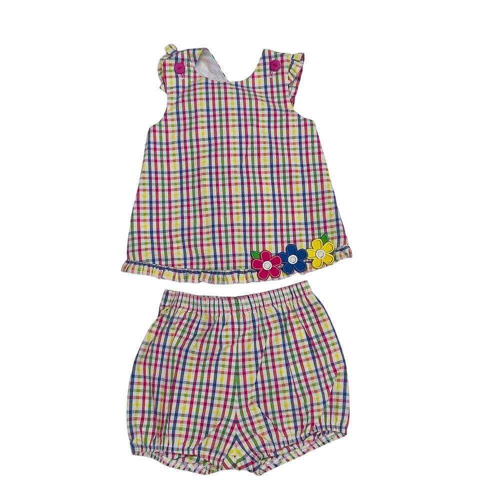 NWT Florence Eiseman 18M Seersucker Top with Bloomer Set & Flowers